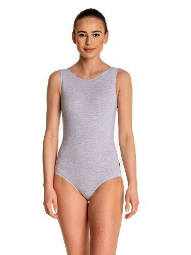 Gymnastické body bez rukávů B100B melange-grey