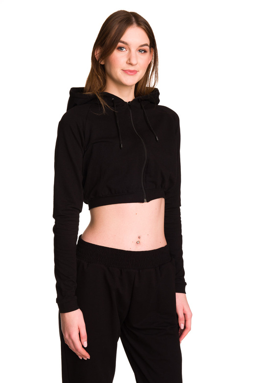 Dámská krátká mikina s velkou kapucí baby girl černá