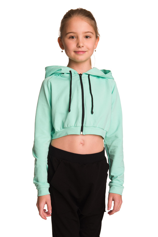 Dámská krátká mikina s velkou kapucí baby girl mint