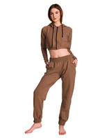 Dámská krátká mikina s velkou kapucí Dětská mikina pro dívky káva