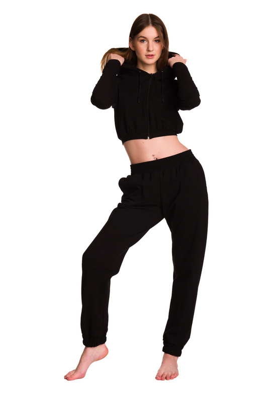 Dámské tepláky s volnou nohavicí černé