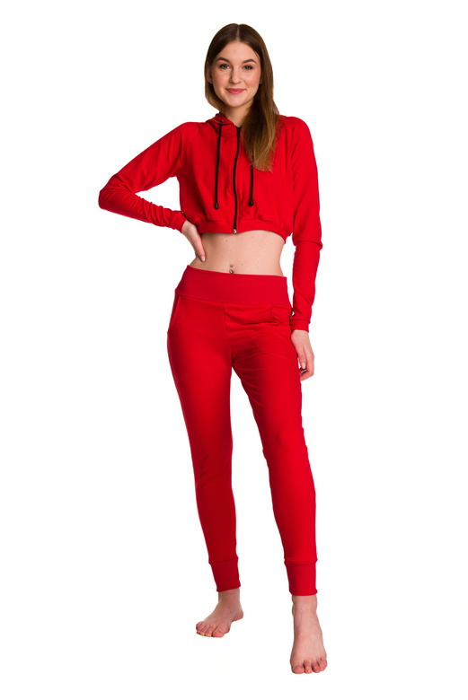 Dámské tepláky přiléhavého střihu červené barvy