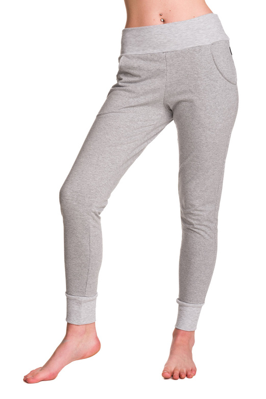 Dámské teplákové kalhoty fitted tight melange šedé