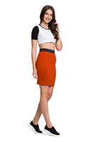 Viskózová sukně MIDI ve fitted střihu - rezavá