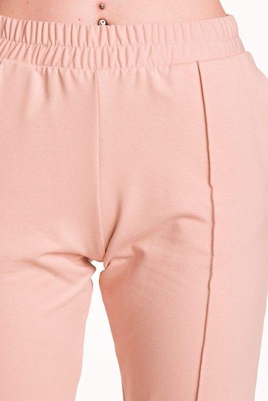 Dámské tepláky s okrajem pudrově růžové