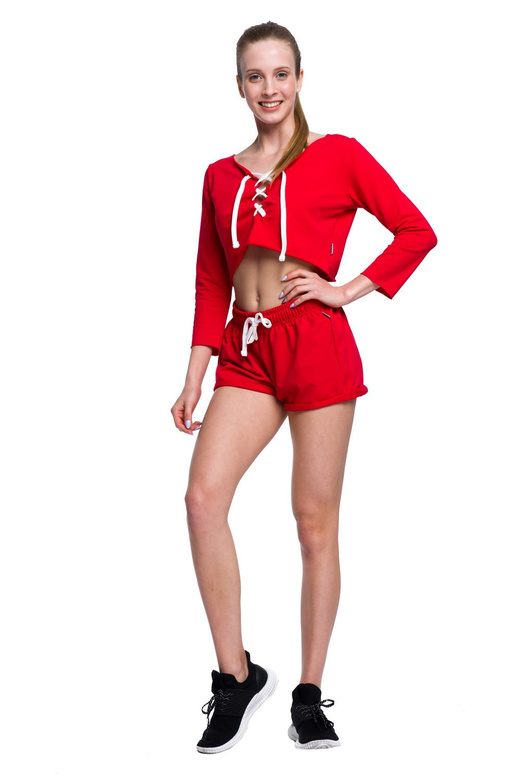 Sportovní krátká mikina fitness červená