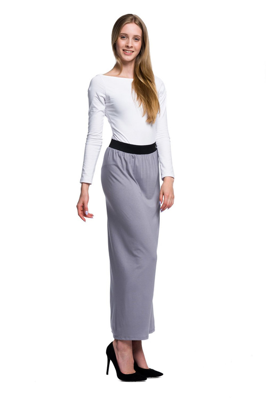 Viskózová sukně MAXI ve fitted střihu - šedá