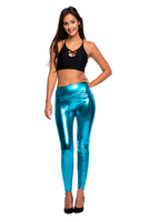 Dámské metalické lesklé legíny s vysokým pasem pro výkon TURECKO