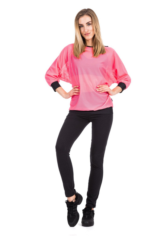 Halenka s 3/4 rukávy ze síťoviny v korálové barvě