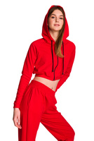 Dámská krátká mikina s velkou kapucí baby girl červená