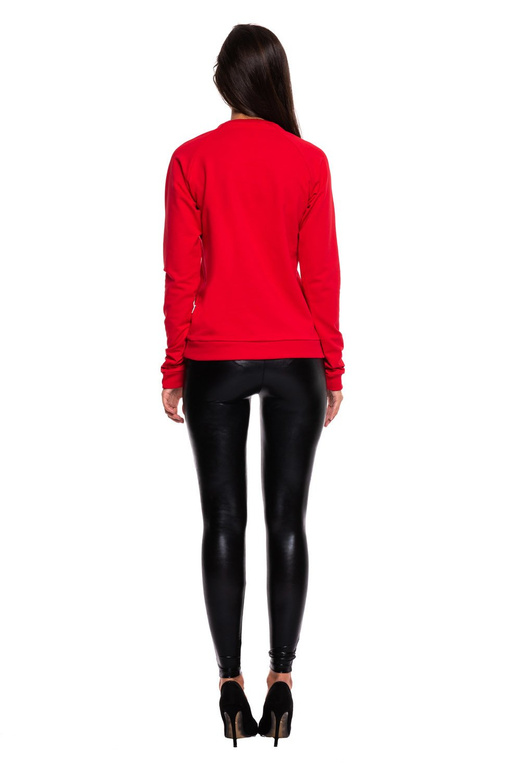 Dámská sportovní mikina s dlouhým rukávem a výšivkou myši červená