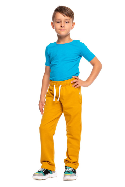 Dlouhé rovné tepláky hořčicové