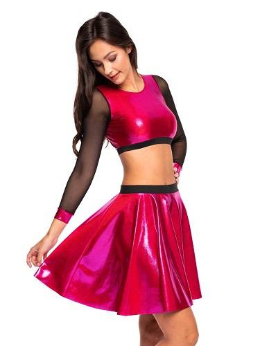 KIT - Metalický síťovaný top + metalická sukně