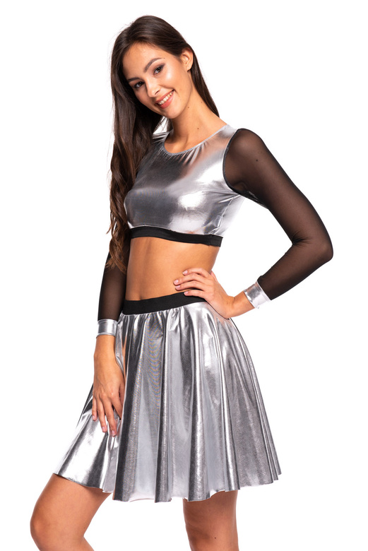 KIT - Metalický síťovaný top + metalická sukně