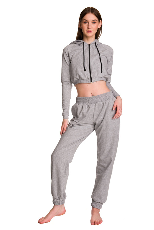 Dámská krátká mikina s velkou kapucí baby girl melange šedá