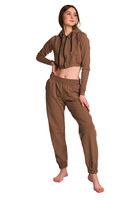 Dámská krátká mikina s velkou kapucí Dětská mikina pro dívky káva