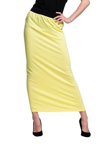 Viskózová sukně MAXI ve fitted střihu - citronová