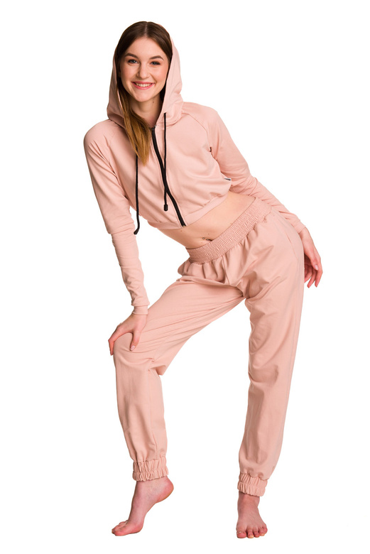 Dámská krátká mikina s velkou kapucí baby girl powder pink