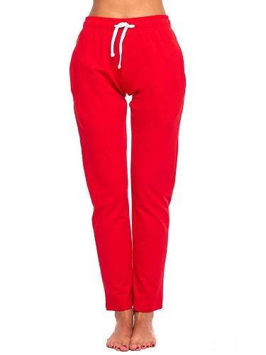 Dlouhé rovné tepláky červené