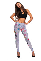 Dámské sportovní dětské legíny se vzorem FLOWERS šedé