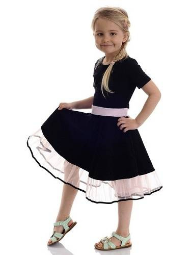 Elegantní rozšířené šaty pro dívky TIUL růžové a černé