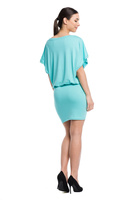 Šaty s vypasovaným spodním dílem - tyrkysové