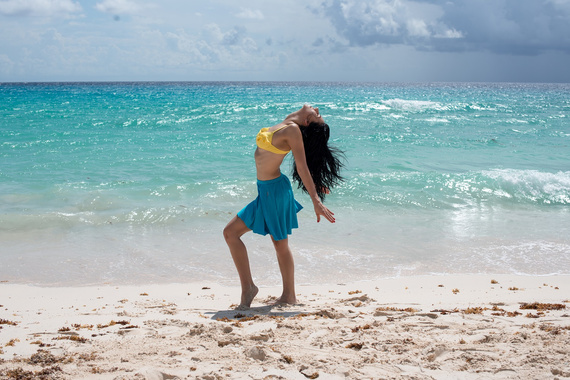 Rozšířená kruhová sukně - tyrkysová