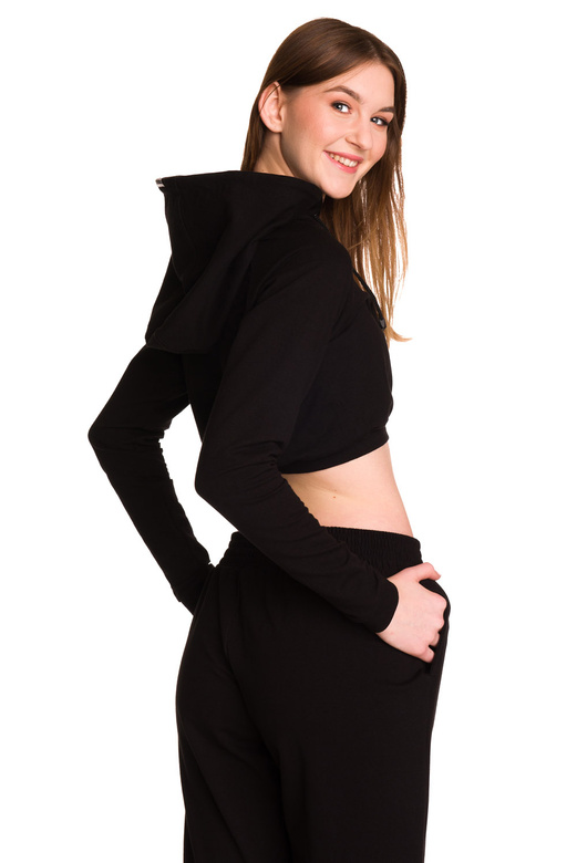 Dámská krátká mikina s velkou kapucí baby girl černá