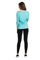 Viskózová halenka s širokým výstřihem a 3/4 rukávy - tyrkysová