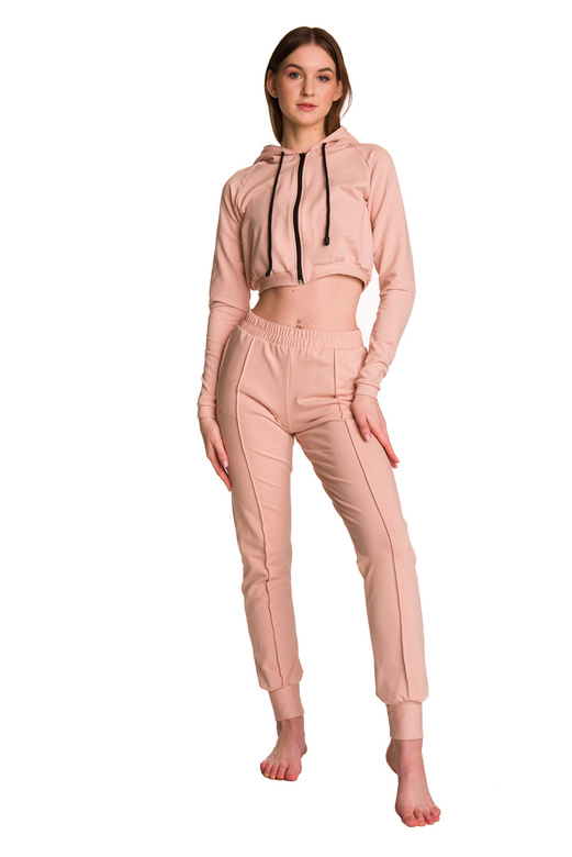 Dámská krátká mikina s velkou kapucí baby girl powder pink