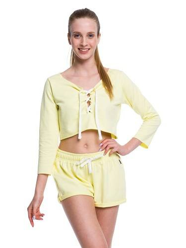 Sportovní krátká mikina fitness top lemon