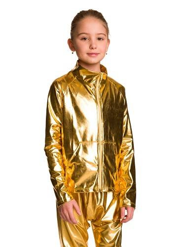 Třpytivá metalická mikina s dlouhými rukávy, stojáčkem na zip a kapsami zlatá Performance outfit