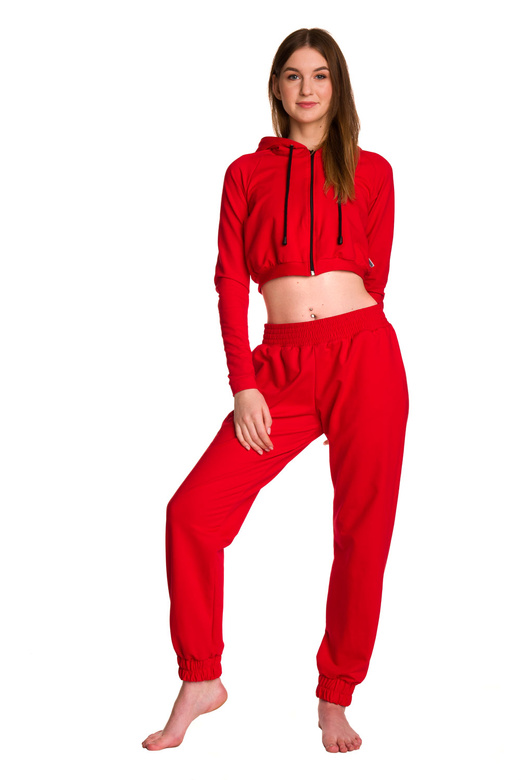 Dámská krátká mikina s velkou kapucí baby girl červená