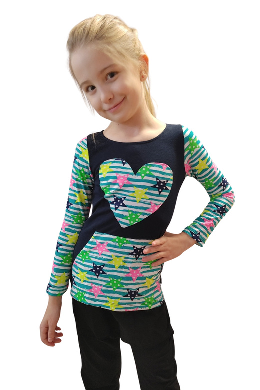 Dětská blůza s dlouhým rukávem a kapsou s hvězdou tmavě modrá