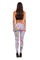 Dámské sportovní dětské legíny se vzorem FLOWERS šedé