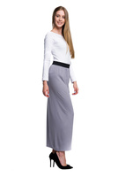 Viskózová sukně MAXI ve fitted střihu - šedá