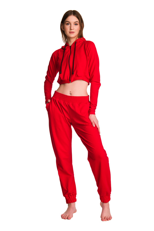 Dámská krátká mikina s velkou kapucí baby girl červená