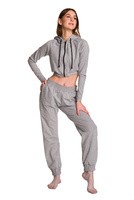 Dámská krátká mikina s velkou kapucí baby girl melange šedá