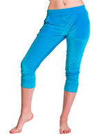 Dámská velurová tepláková souprava Mikina s kapucí + 3/4 kalhoty tyrkysová