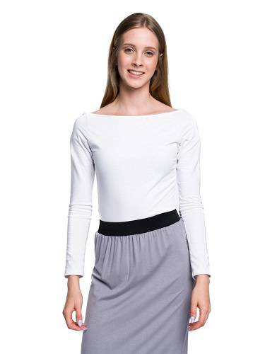 Tělo s lodičkovým výstřihem bílé