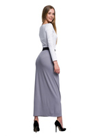 Viskózová sukně MAXI ve fitted střihu - šedá