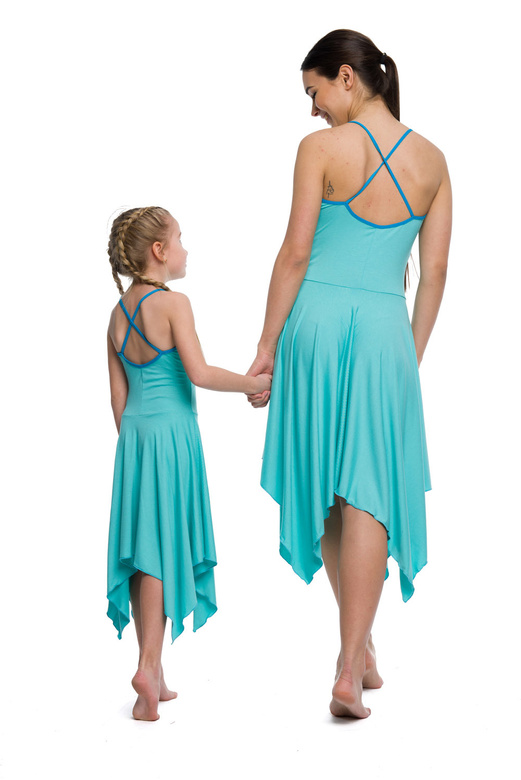 Čtvercové šaty - tyrkysové