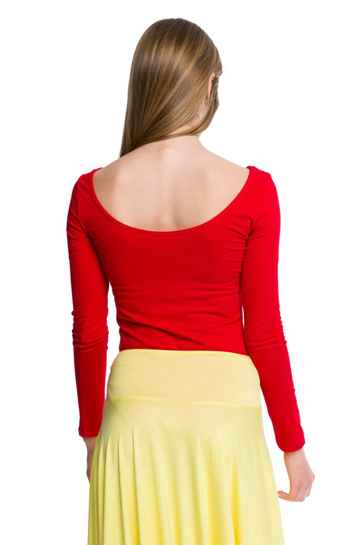 Dámské šněrované body s dlouhým rukávem červené barvy