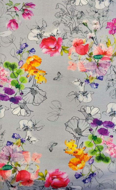 Dámské sportovní dětské legíny se vzorem FLOWERS šedé