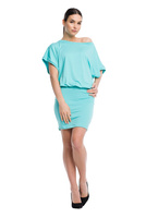 Šaty s vypasovaným spodním dílem - tyrkysové