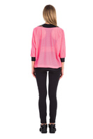 Halenka s 3/4 rukávy ze síťoviny v korálové barvě