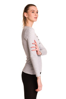 Dámská bavlněná žebrovaná halenka s dlouhými rukávy šedá melanžová