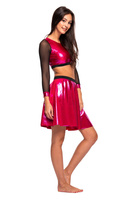 Dámský sportovní top pro dívky metallic shimmer s dlouhými rukávy mesh performance fuchsia