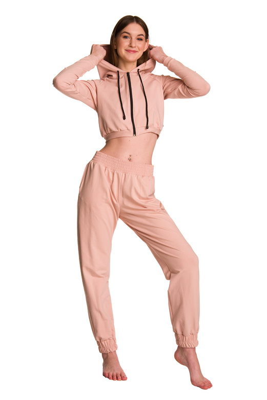 Dámská krátká mikina s velkou kapucí baby girl powder pink