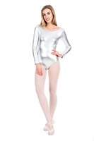 Gymnastické tréninkové body s dlouhým rukávem M100D stříbrné barvy